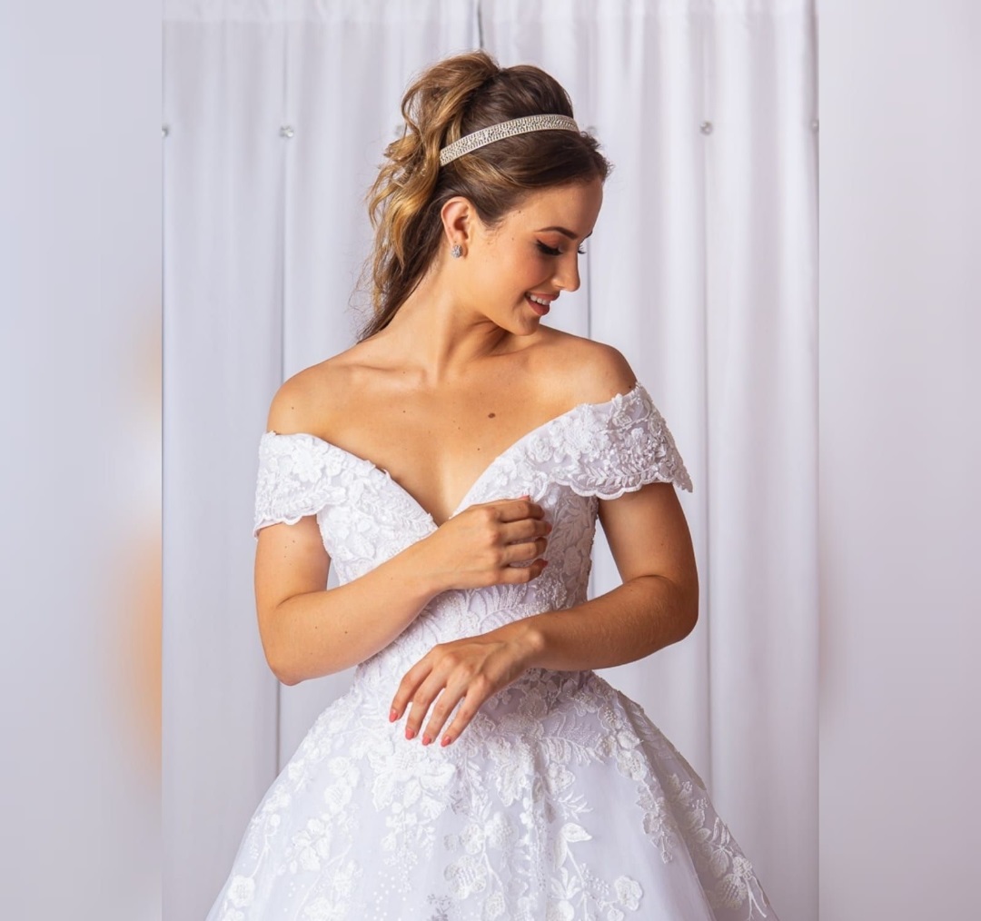 vestido noiva princesa ombro a ombro – Brilho das Noivas